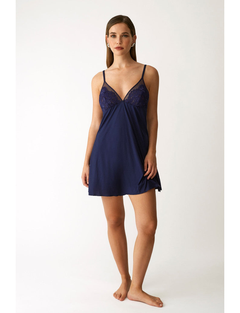 Sottoveste Pizzo e Microfibra Marino L6347 ULTIME TAGLIE PRONTA CONSEGNA