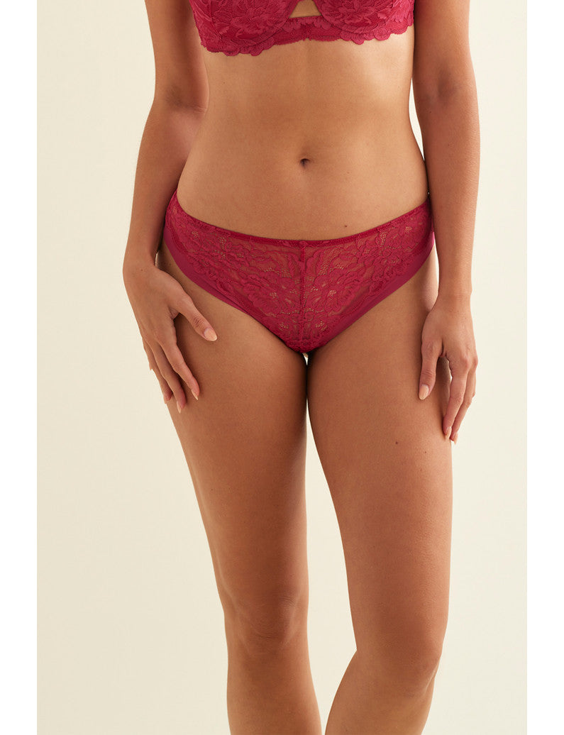 Tanga A Vita Media Con Ricami Floreali L5883