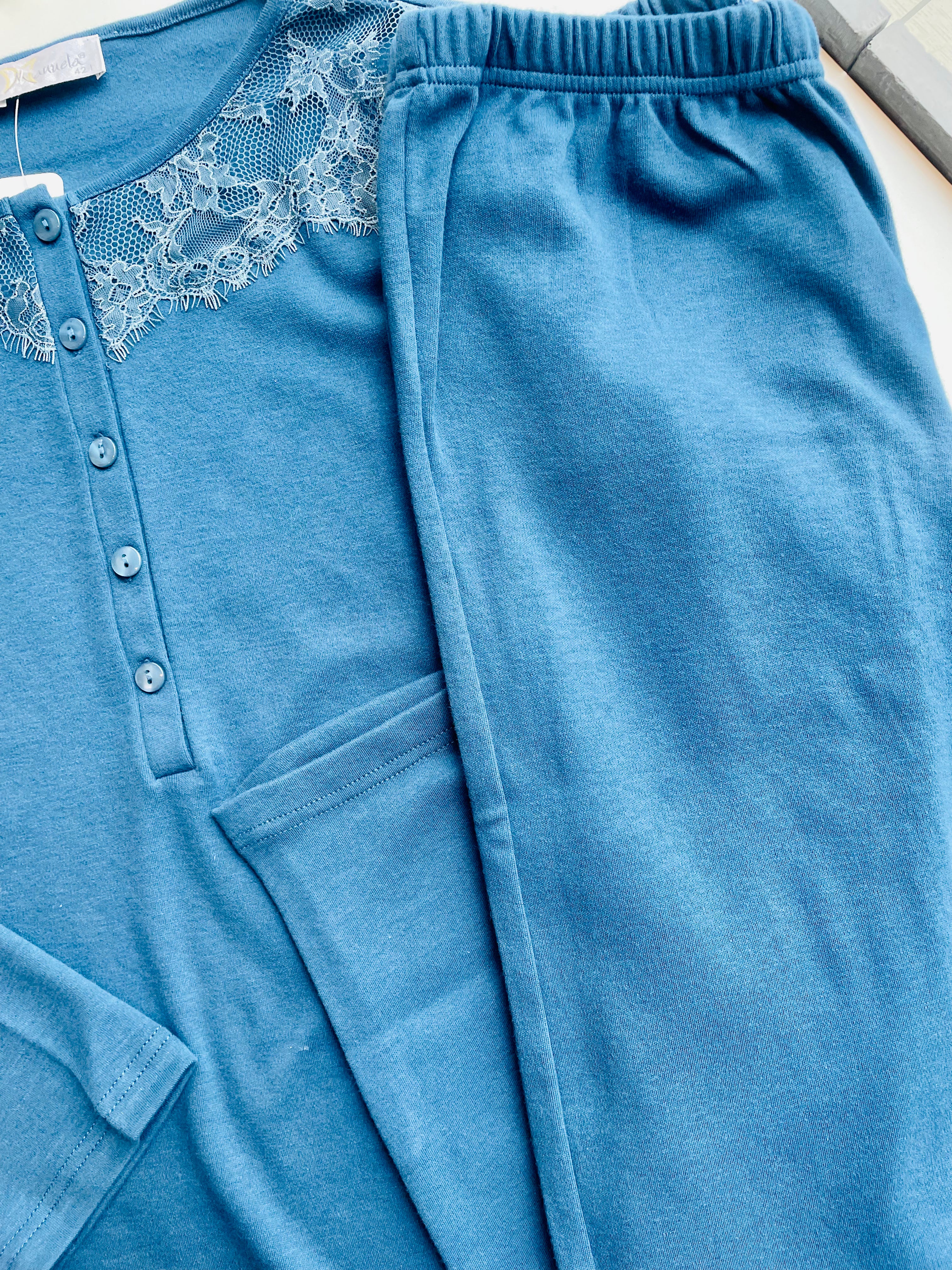 Pigiama cotone con dettagli in pizzo MANUELA