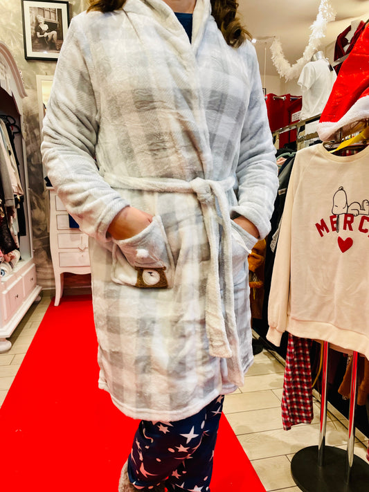Vestaglia in pile con cordone grigio fino alla XXL!