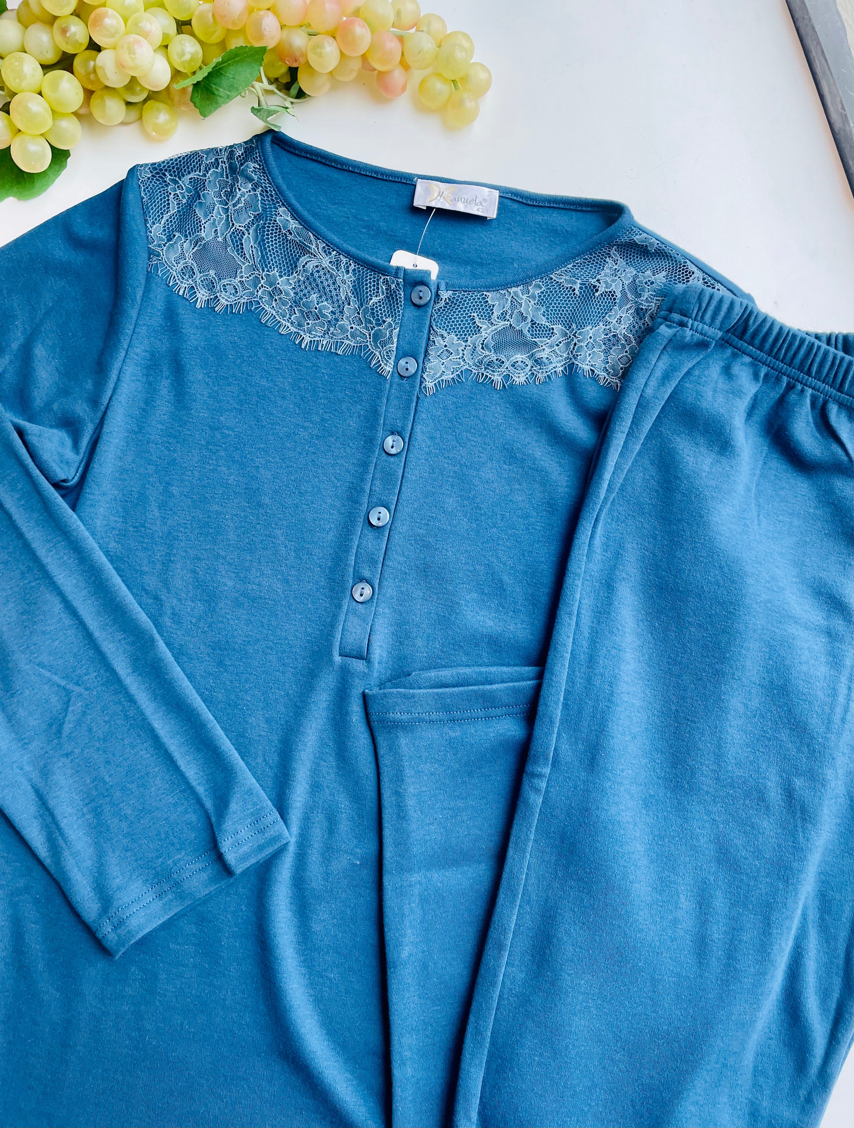 Pigiama cotone con dettagli in pizzo MANUELA