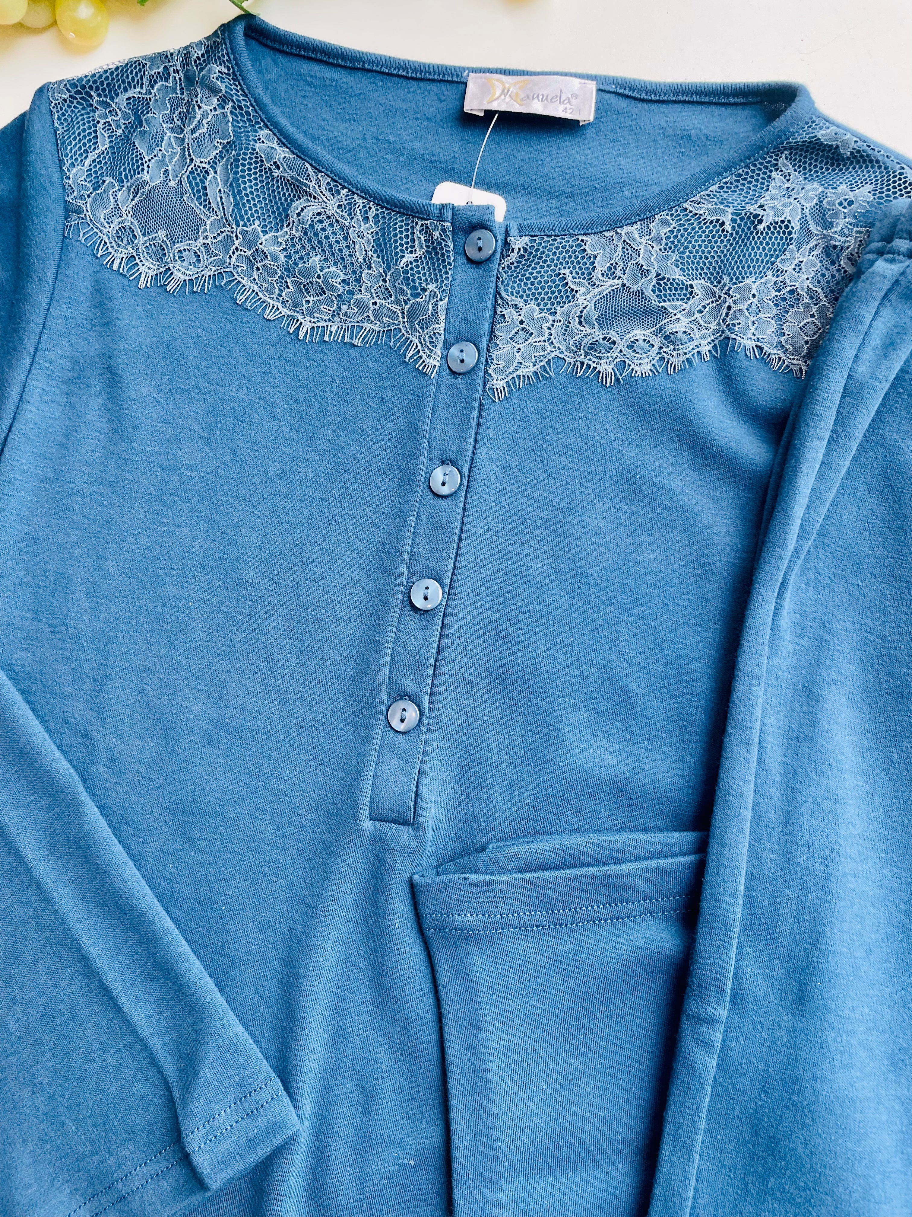 Pigiama cotone con dettagli in pizzo MANUELA