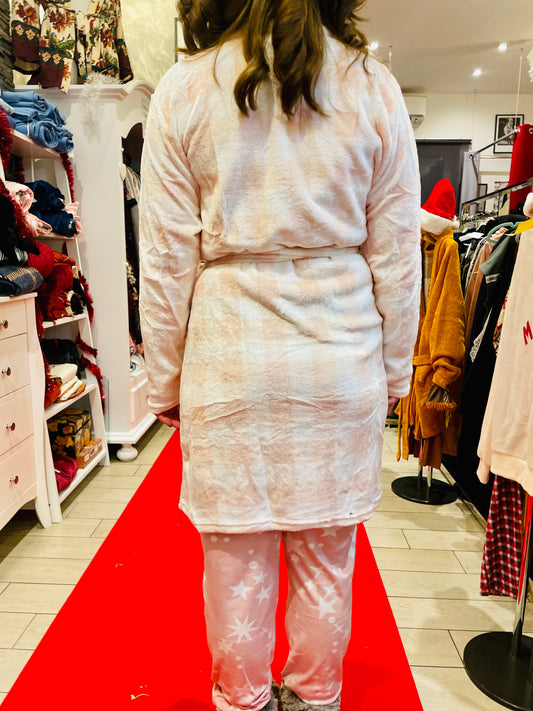 Vestaglia in pile con cordone rosa