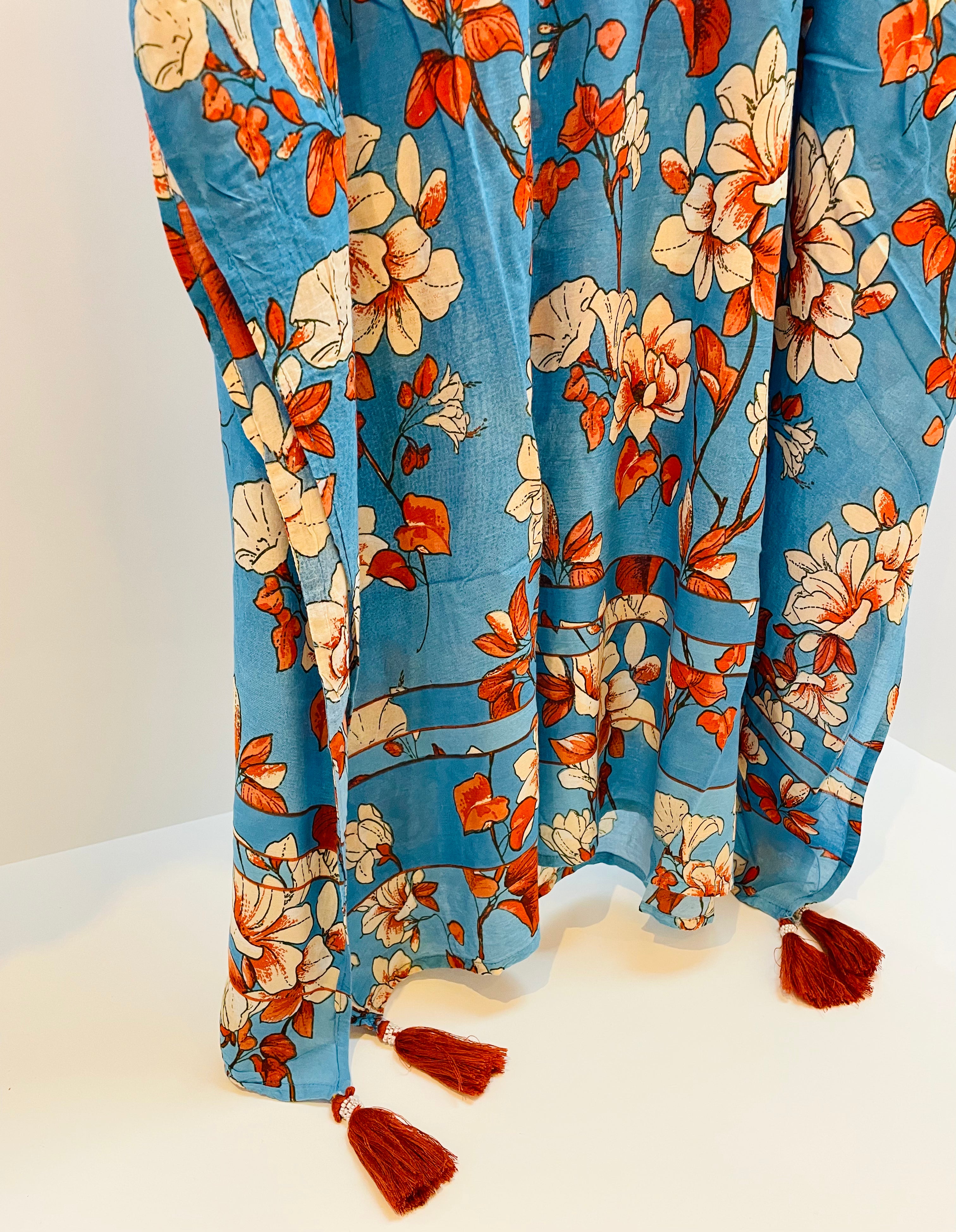 Caftano fiori azzurro VACANZE ITALIANE