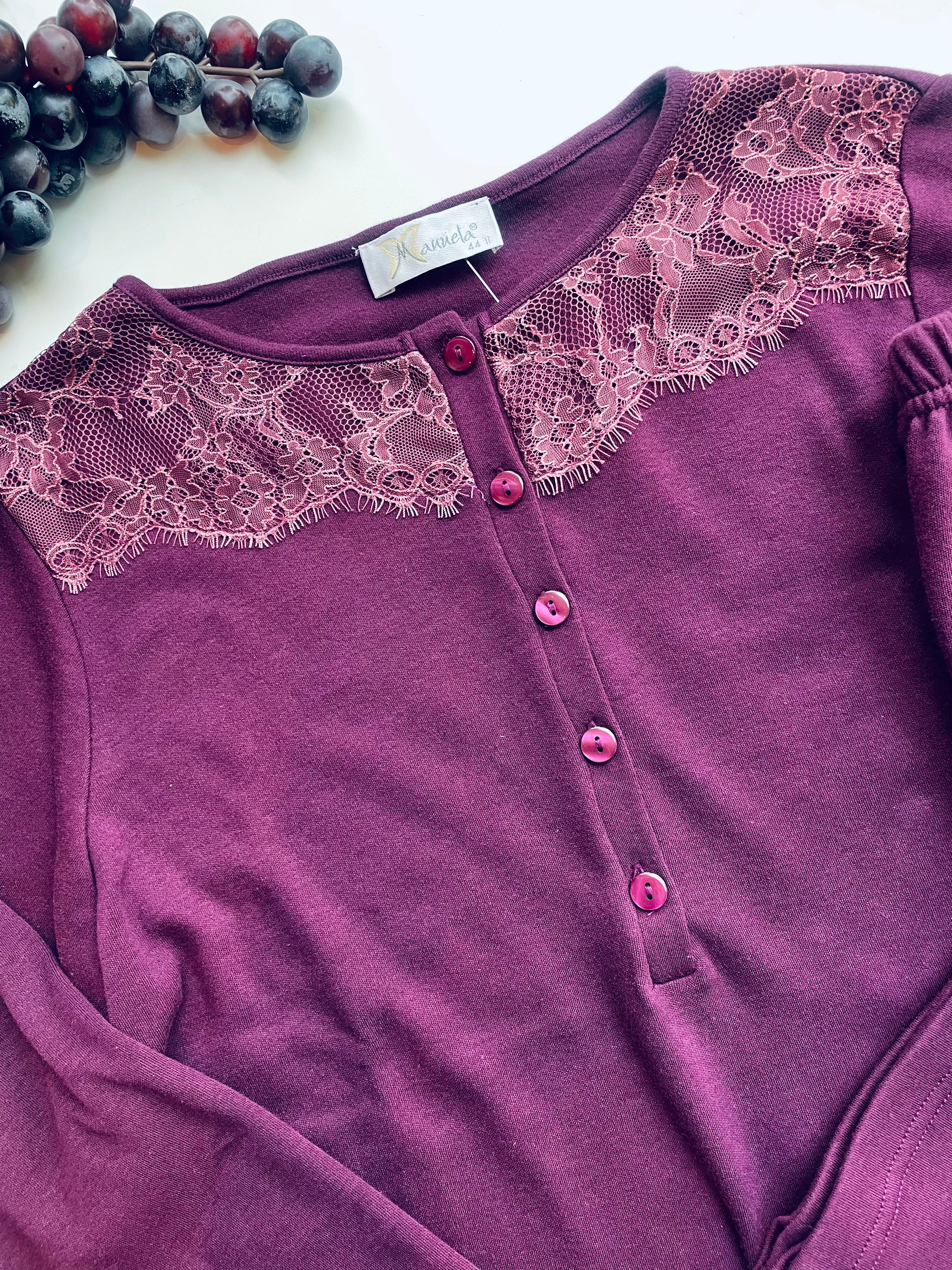 Pigiama cotone con dettagli in pizzo MANUELA