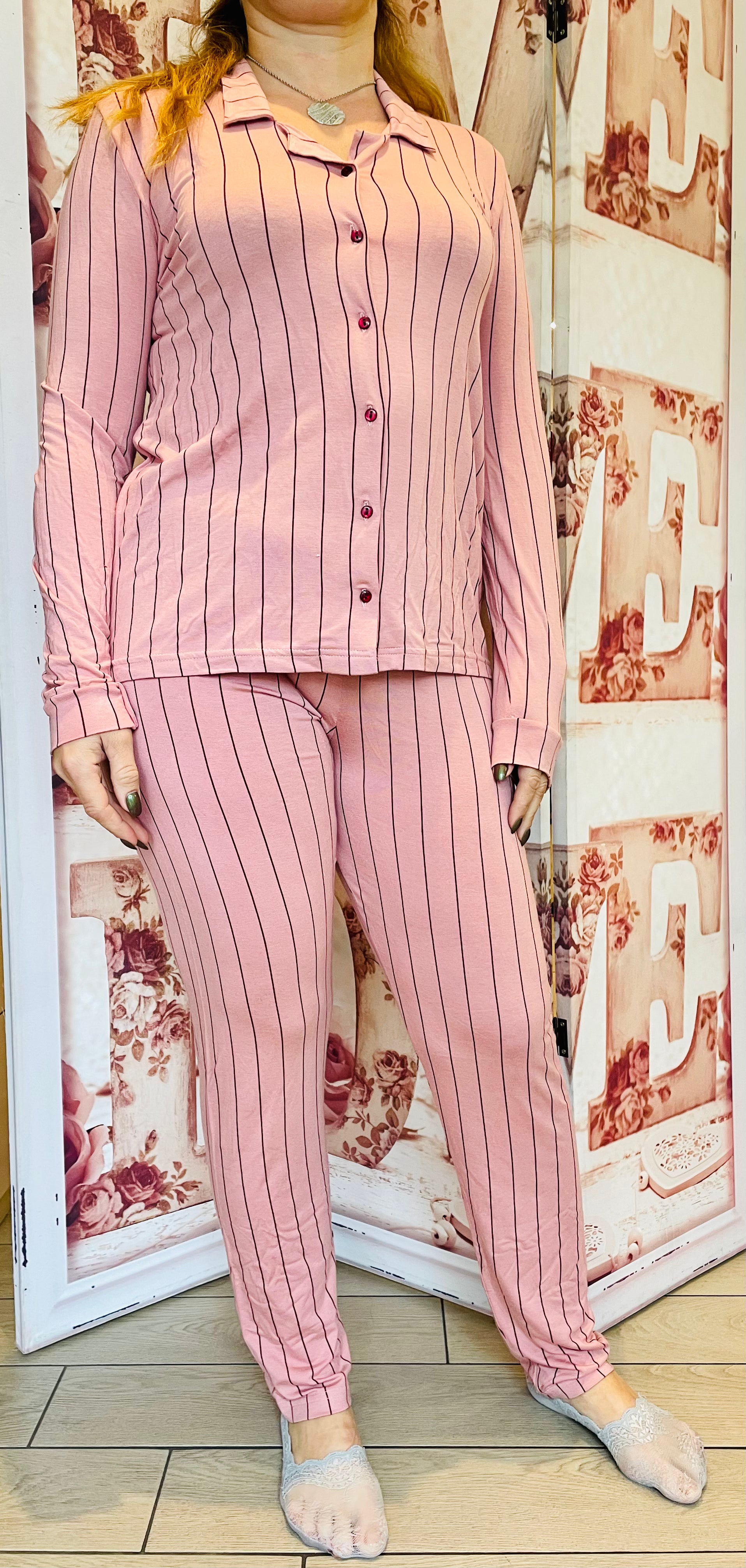 Pigiama taglio maschile rosa