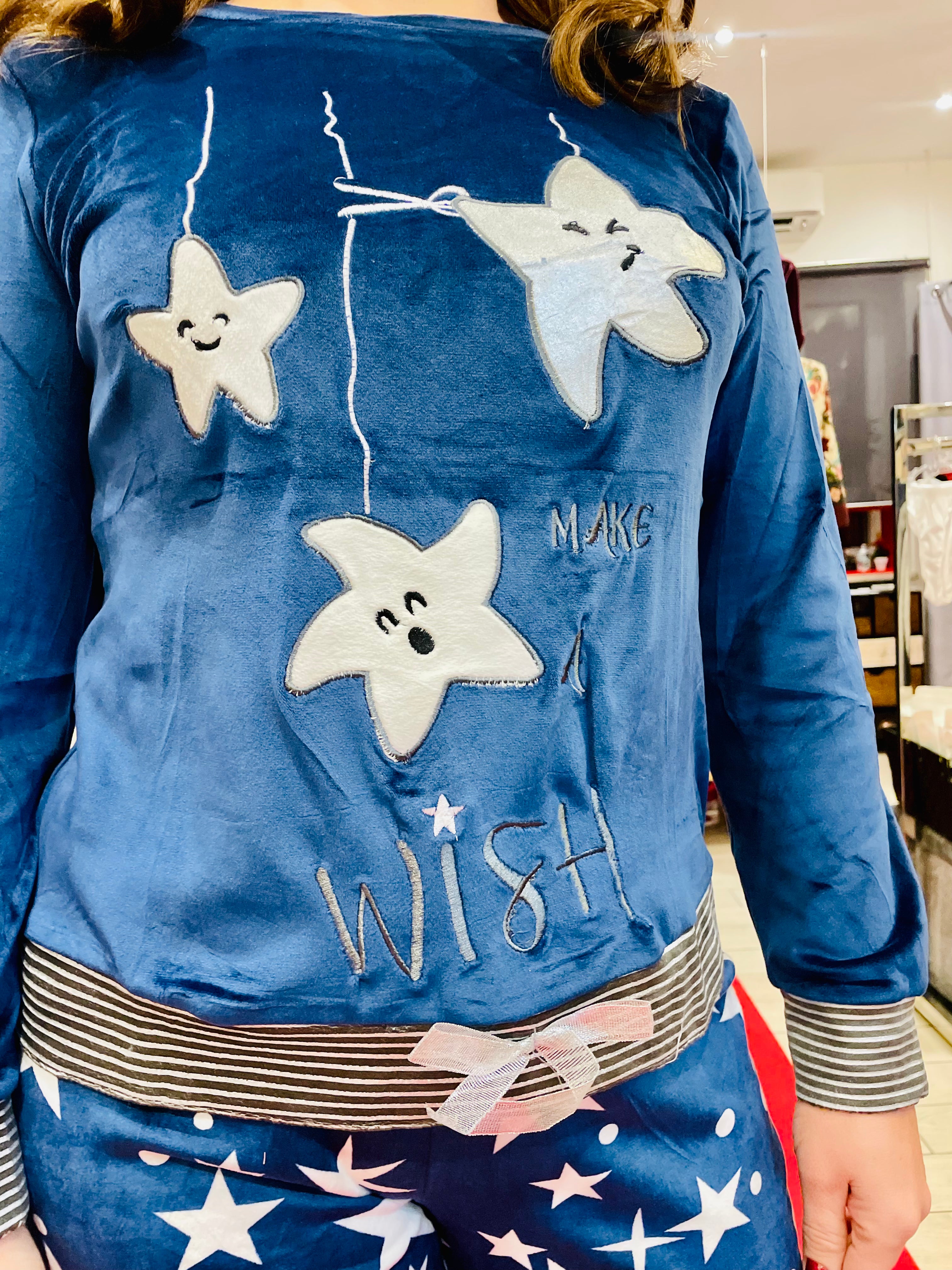 Pigiama pile fantasia stelline blu